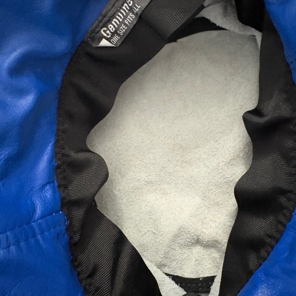 Vintage Hat Genuine Leather Bucket Hat Two Tone Blue Black Made in USA One Size - Picture 10 of 12